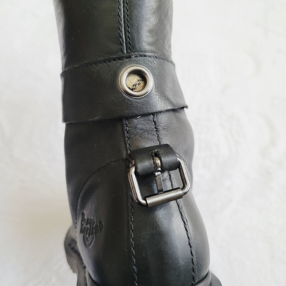 Dr. Martens Triumph Dark Green Combat Foldover Boots with Ribbon Laces Size 8 - Picture 6 of 14